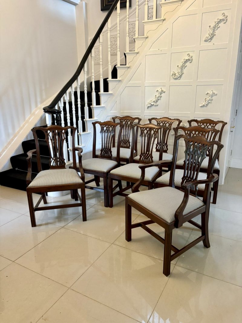 Outstanding Quality Set of 8 Antique Victorian Carved Mahogany Dining Chairs - Image 2